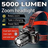 F-T51 Rechargeable Led Headlamp Flashlight Induction Motion Sensor Glare T8 Zoom Rotating 5000 Lumen