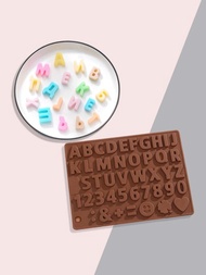 1入組數字設計巧克力模具巧克力字母模具矽膠模具，生日快樂糖果模具，薄迷你巧克力棒托盤