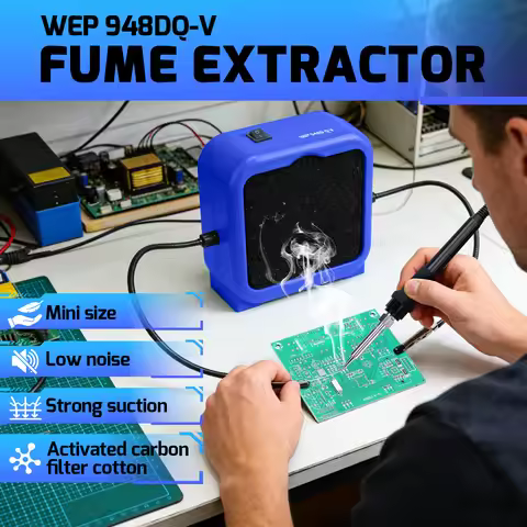 Mini Soldering Fume Extractor Filter Smoke Absorber With 2 Helping Hands Strong Suction 110-240V Sol