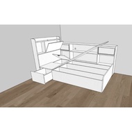 Super single storag bed frame with sliding door side cabinet customize singapore