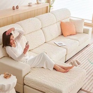 泡泡纱弹力沙发套罩全包万能奶油色沙发套Bubble elastic sofa cover, all inclusive, universal creamTNT Throw Pillow