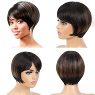 100% Human Hair Pixie Cut  Wig Straight Wigs Full Machine Wig Short Hair Wig Cheap Human Hair Wigs F