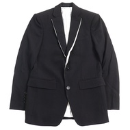 成色極佳的 BURBERRY BURBERRY LONDON 4559227 100% 羊毛雙色襯裡，飾有顏色印花，單排扣修身西裝外套，黑白配色，44 碼，帶衣袋，意大利製造，正品，男士