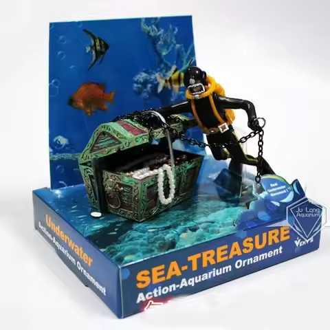 1PC Fish Tank Decoration Treasure Frogman Fish Tank Landscaping Aquarium Pirate Treasure Aquarium De