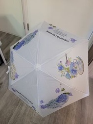 全新 白色配繡球花圖案 縮骨遮 雨傘