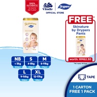 Skinature by Drypers Baby Diaper NB66/ S58/ M44/ L38/ XL32 (4 Packs) FREE Skinature 1 Pack