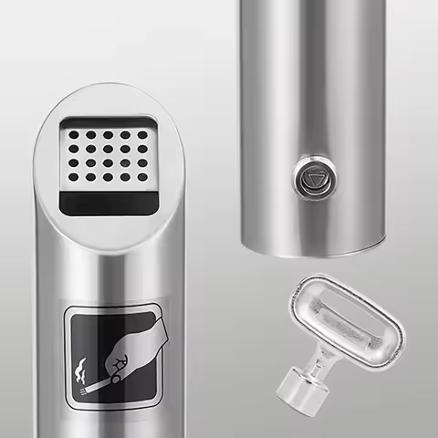 Stainless Steel Public Wall-mounted Ashtray Outdoor Cylinder Column Smoking Ashtray Cigarette Ash Bi