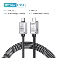 สาย USB4 40Gbps C ไปยัง UCB C 240W ฟ้าร้อง3 Type-C สายชาร์จเร็ว8K 60Hz กล่องทีวีสำหรับมือถือแท็บเล็ต
