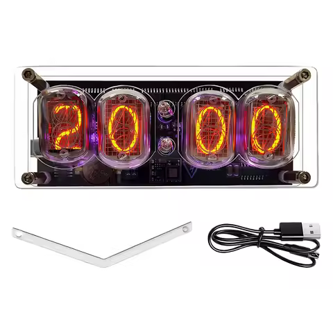 Digital Nixie Clock USB Type C Nixie Digital LED Watch 4-digit Colorful LED Backlight for Lovers Fri