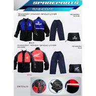 Yamaha (Blue) / Honda (Red) Single Layer Raincoat with Pants Baju Hujan Rain coat Rainsuit 1 Set
