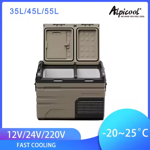 Alpicool TA 35L Car Refrigerator 12V Compressor Portable Small Freezer 220V Ice Box 2-Door Home Use 