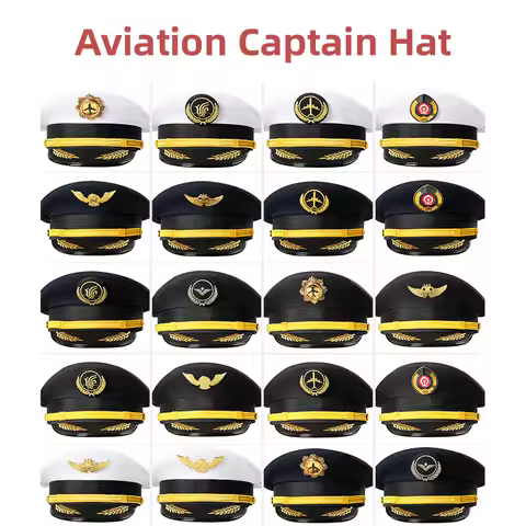 Pilot Cap, Aviation Captain Hat, Stage Performance, Hotel Security, Railway Cap - EVA, Nanyang Style