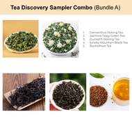 4-5 Flavours Tea Discovery Sampler Set: Ducksh*t/ Osmanthus Oolong/ Jasmine/ Yunwu Green Tea. Buckwheat/Puerh/ Black Tea