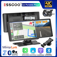 ESSGOO CarPlay และ Android Auto 10.26 นิ้ว IPS Touch Screen เครื่องเล่นแบบพกพา 4K + 1080P Dash กล้อง GPS นำทางวิทยุรถยนต์