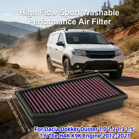 For Dacia Dokker Duster 1.0 1.2 1.3 1.5 1.6 TCe H4K K9K Engine 2012-2021 High Flow Sport Washable Pe