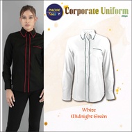 CORPORATE UNIFORM LADIES F14900 WHITE 65% POLYESTER/35% VISCOSE COLLAR LONG SLEEVE F1SHIRT FEMALE PE