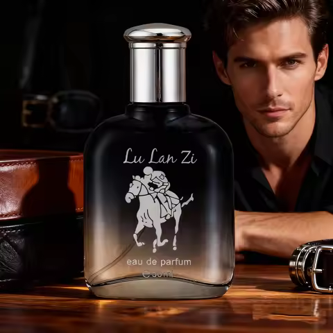 50ml Men's Leather Woody Eau de Parfum, Long Lasting Masculine Cologne with Bergamot Myrtle Top, Cof