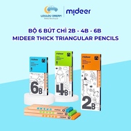 Set of 6 pencils 2B - 4B - 6B Mideer thick pencils