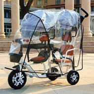 Baby stroller rain cover Baby stroller Raincoat Tricycle Transparent rain cover Twin Baby stroller Windproof cover