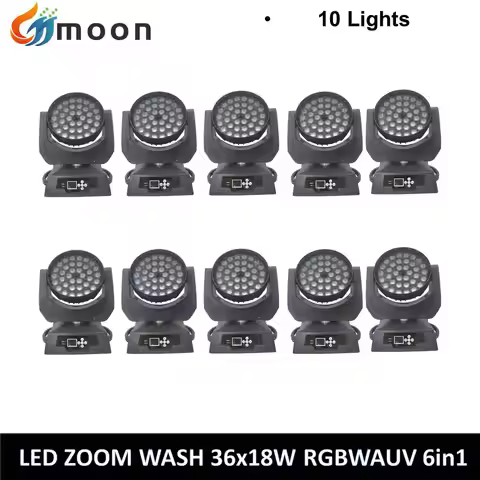 1~10pcs Led Zoom Wash 36x18w Rgbwauv 4/6 in1 Moving Head Light Lyre Wash Zoom 36x18w Rgbwauv 6in1 Mo