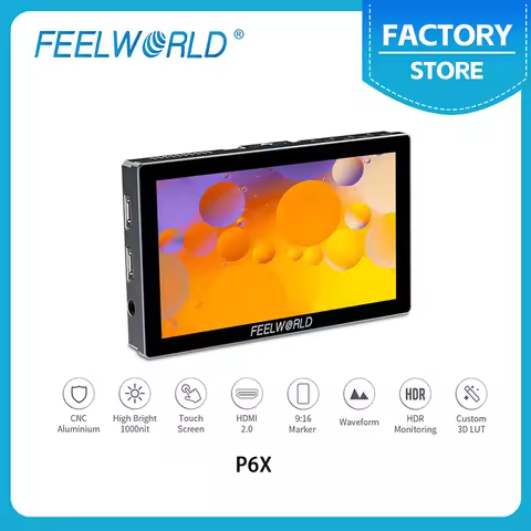 FEELWORLD P6X 5.5 Inch Aluminium On-Camera Field Monitor Touch Screen 4K HDMI 1000nit High Brightnes