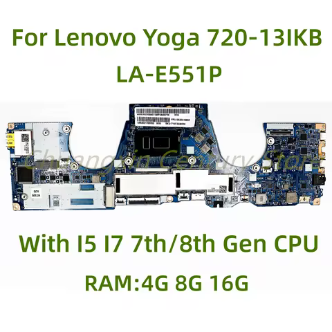 LA-E551P motherboard suitable for Lenovo Yoga 720-13IKB laptop with I5 I7-7th/8th Gen CPU RAM: 4G/8G
