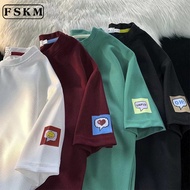 Waffle Man Tshirt Summer Korean New Loose Plus Size Unisex Kosong Plain Oversize Short Sleeved T-shirt Men Top Baju T Shirt Lelaki
