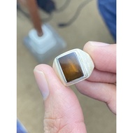 Cincin Perak Akik Yaman Hitam Suluh Merah