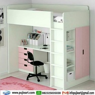 Tempat Tidur Anak Dengan Meja Belajar, Kasur Anak Tingkat Multifungsi