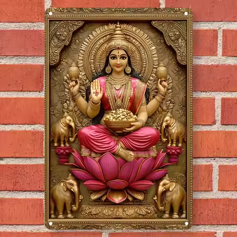 Square Goddess Lakshmi Aluminum Sign, Versatile Decor for Home, Bar, Kitchen & More, room decoration
