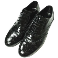 二手beautiful people beautiful people漆皮WING鞋，37 號（23.5 公分），黑色，圓形圖案。