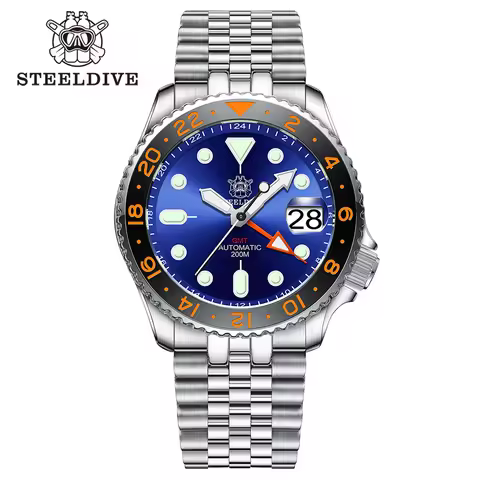 SD1994 STEELDIVE Brand 42MM GMT Mechanical NH34 Movement 200M Waterproof Ceramic Bezel Insert Sapphi