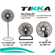 Kipas Berdiri Kipas Dinding 16" TIKKA Stand Fan Wall Fan Motor Copper 1Year Warranty
