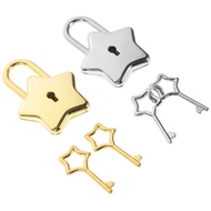 [BLKN] Castle Star Shape Vintage Padlock Small Love Lock  for Mini Lock with 2 pcs Star Key
