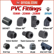 🥗15MM/ 20MM/ 25MM / PVC Fittings - Socket/Elbow/Tee - P/T Socket Elbow/Valve Socket/Plug/End Cap/Tank Connector/U Clip X