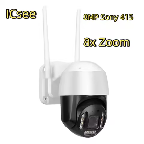 P2P Icsee APP 4K Sony IMX415 Sensor Auto Human Tracking 8X Zoom POE Wifi IP PTZ Camera Two Way Audio
