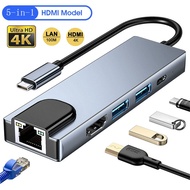 อะแดปเตอร์ USB C เป็น HDMI Gigabit Ethernet Rj45 Lan สำหรับ Macbook Pro Air 13 15 iPad Thunderbolt 3 Type C Hub USB C Dock PD Charge