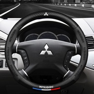 สำหรับ Mitsubishi Pajero Sport Outlander Grandis ASX Lancer-EX Galant พวงมาลัยรถคาร์บอนไฟเบอร์ + หนังรถอุปกรณ์เสริม