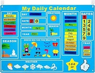 WATINC My First Daily Calendar Felt-Board for Kids 3.5Ft 70Pcs All About Today Funky Frog Weather Se