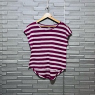 JOE BOXER STRIPED VINTAGE PRINTED PULLOVER CREW NECK SHIRT TOP SHORT SLEEVE PINK SMALL 19x21