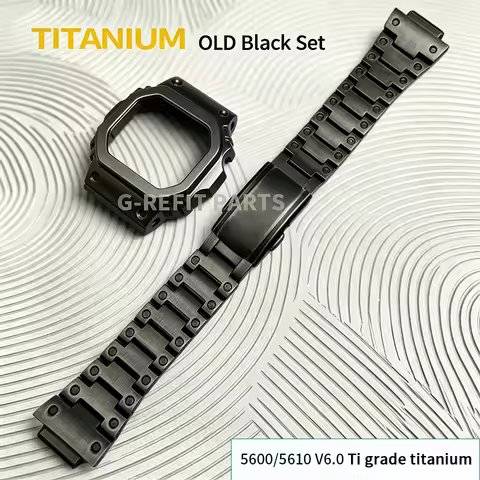 G-Refit New Titanium alloy GWB5600 G5600E GWM5610 DW5600 GMW-B5000 Bezel Strap Set Watchband Metal C