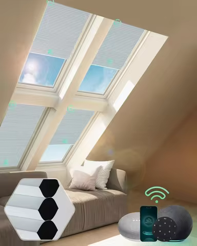 Modern High Quality Light Control Alexa WIFI Google Direct Connect Motorized Skylight Honeycomb Blin