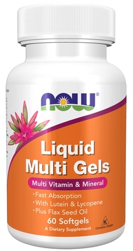 NOW Supplements, Liquid Multi Gels with Lutein and Lycopene, plus Flax Seed Oil, 60 Softgels