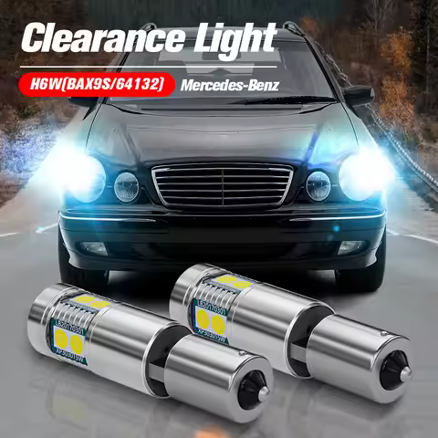 2pcs LED Clearance Light Parking Lamp Bulb H6W BAX9S 64132 Canbus For Mercedes Benz CLK Class C208 A