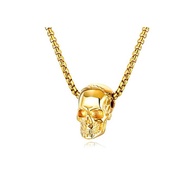 Rockyu necklace gold 18-karat gold necklace necklace 18-karat gold necklace gold skull pendant stainless steel necklace skeleton necklace allergy-response rock retro antique style