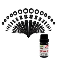 TEMU 50pcs Acrylic Ear Stretching Kit + Aftercare Jojoba Oil Plugs Tunnels Gauges Expander 14g-00g J