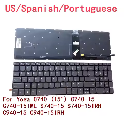 New US Spanish Portuguese Backlit Keyboard For Lenovo Yoga C740 (15") C740-15 C740-15IML S740-15 S74