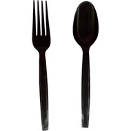 (50 PCS +-)DISPOSABLE HEAVY DUTY PLASTIC BLACK SPOON/SUDU PLASTIK HITAM