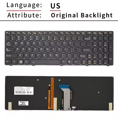 % New RU US keyboard IdeaPad Y580 Y580N Y580NT T4b8 25203133 with backlight 25207342 PK130N02C04