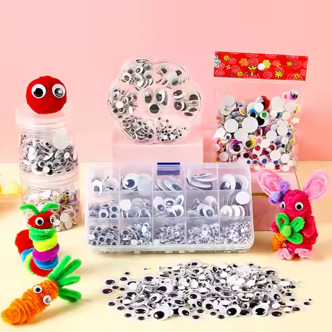 Black Wiggle Googly Eyes Self Adhesive, 4mm 6mm 8mm 10mm 12mm 15mm 20mm Large and Small Googly Eyes 